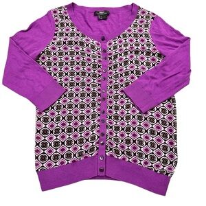 Mexx Button Up Cardigan Sweater Womens Purple‎ XS Knit Long Sleeve